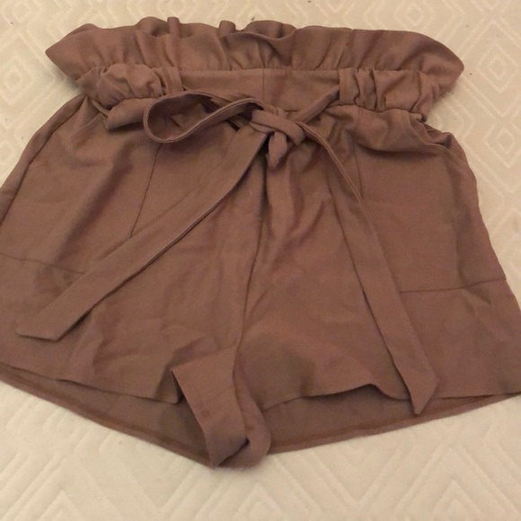 Ruffled Trim Brown Express Dress Shorts - Picture 2 of 6